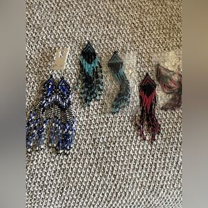 Colorful Beaded Fringe Earrings Set